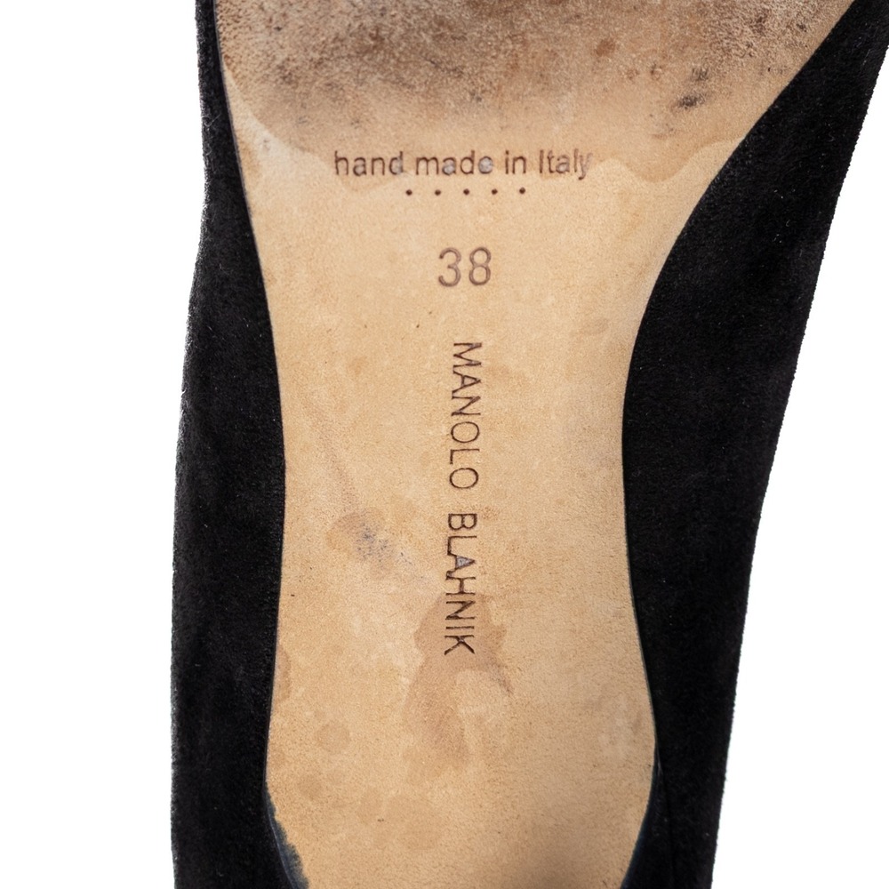 Manolo Blahnik BB Black Suede Pumps EU 38 US 7.5 Pointed Toe Heels - Picture 8 of 11